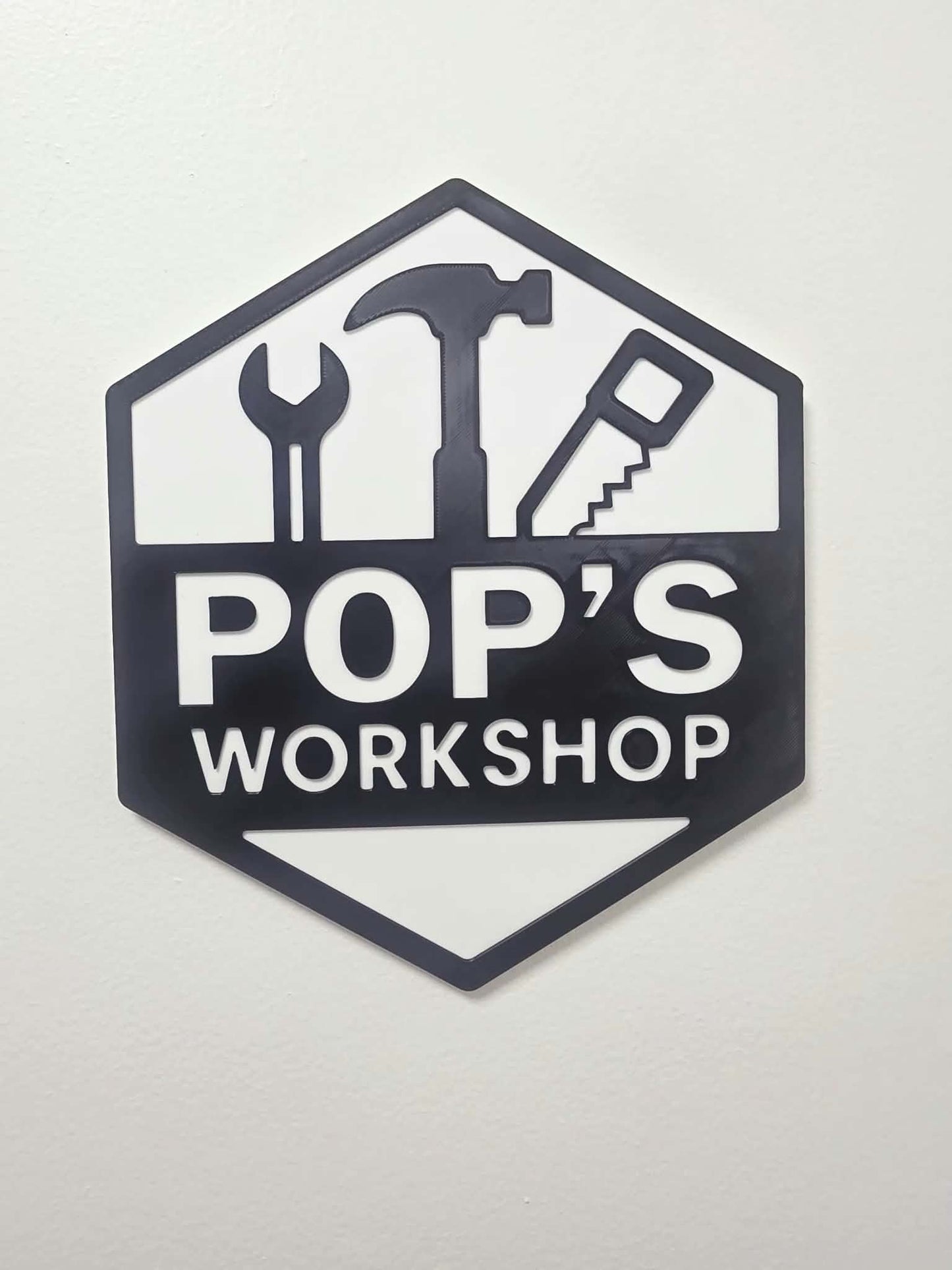 3D Printed Pops's Workshop Sign