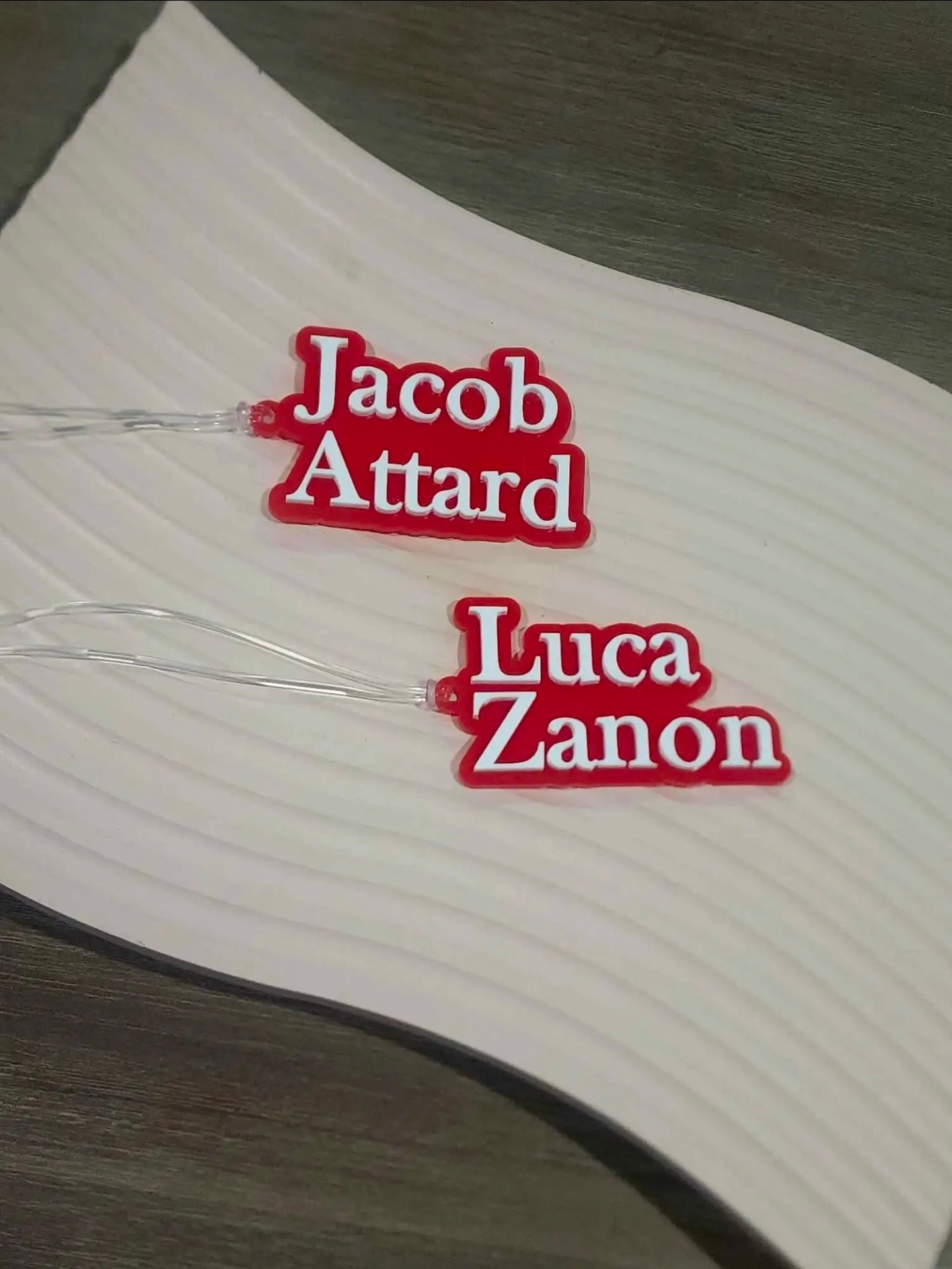 Double layered acrylic bag tag