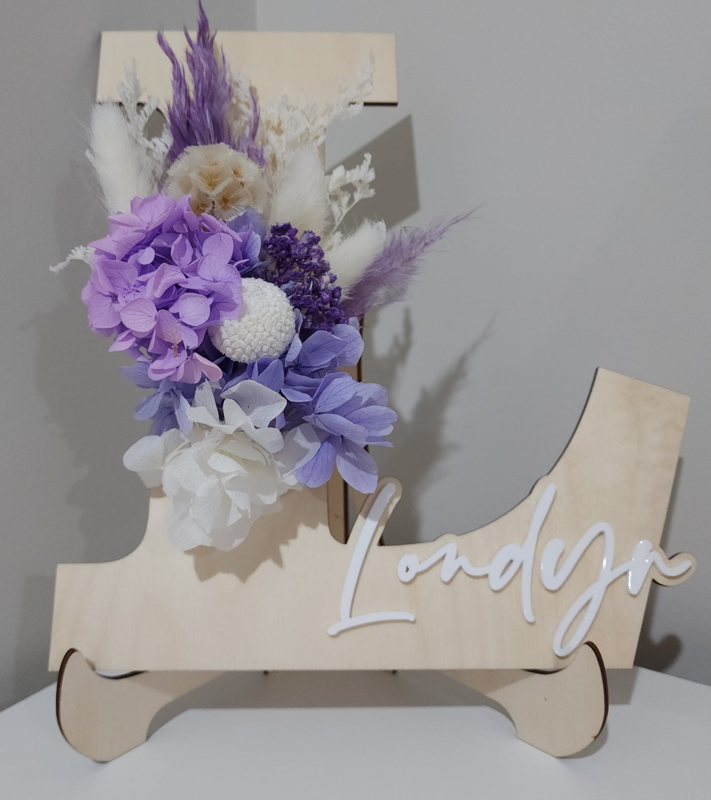 Initial Dried Flower Plaque