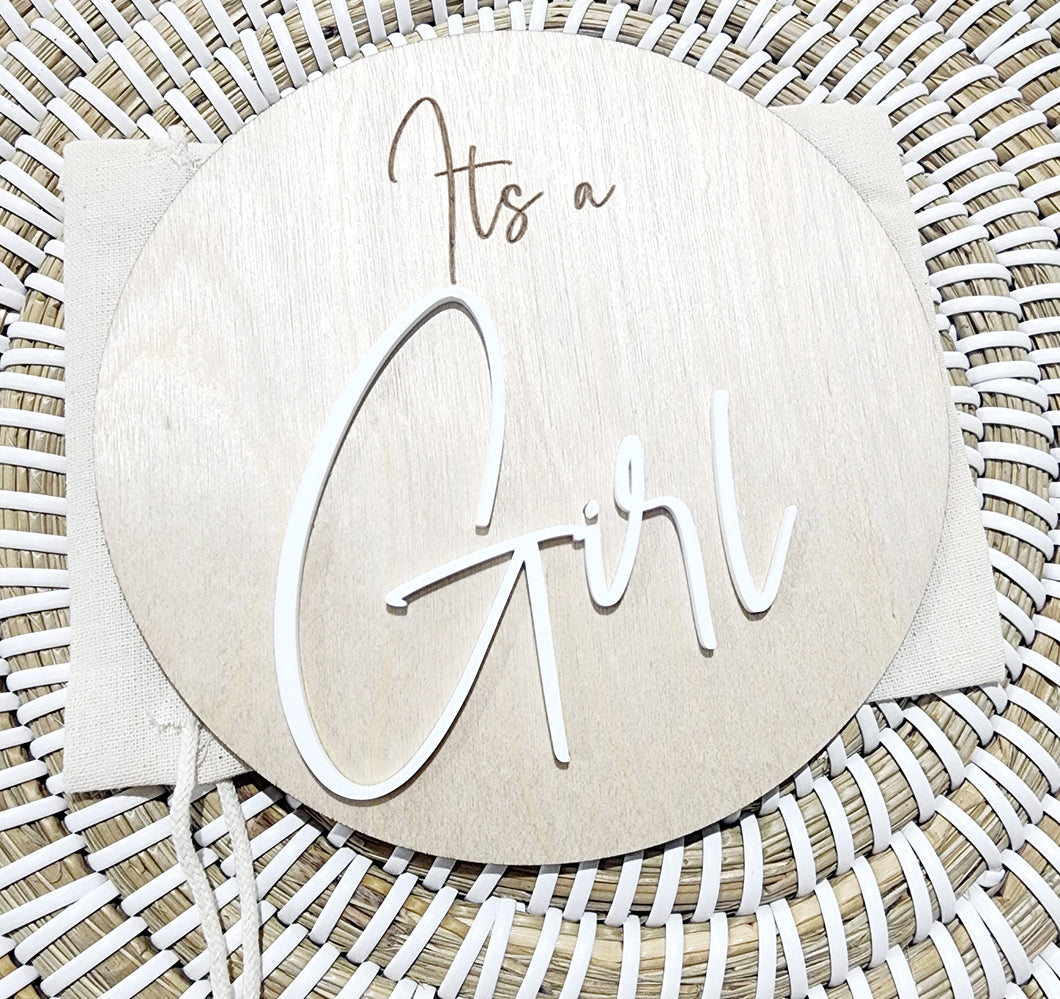 It's a Girl Plaque with acrylic