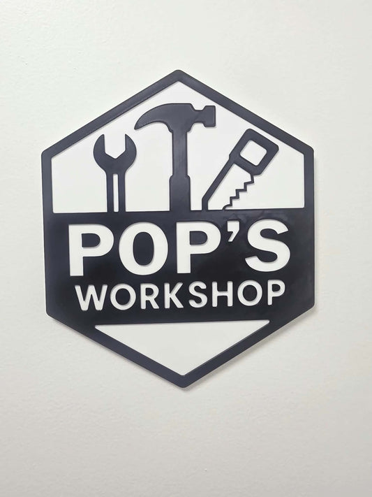 3D Printed Pops's Workshop Sign