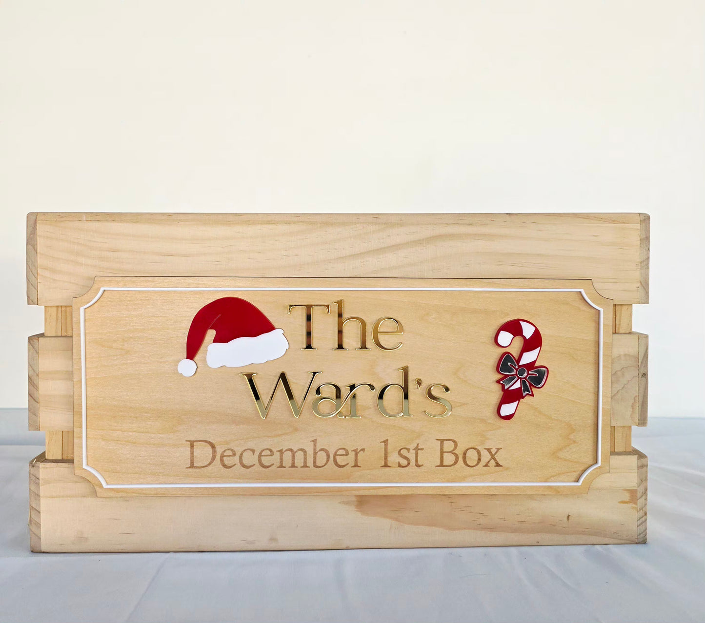 SANTA HAT & CANDY CANE CRATE PLAQUE ONLY  - LARGE