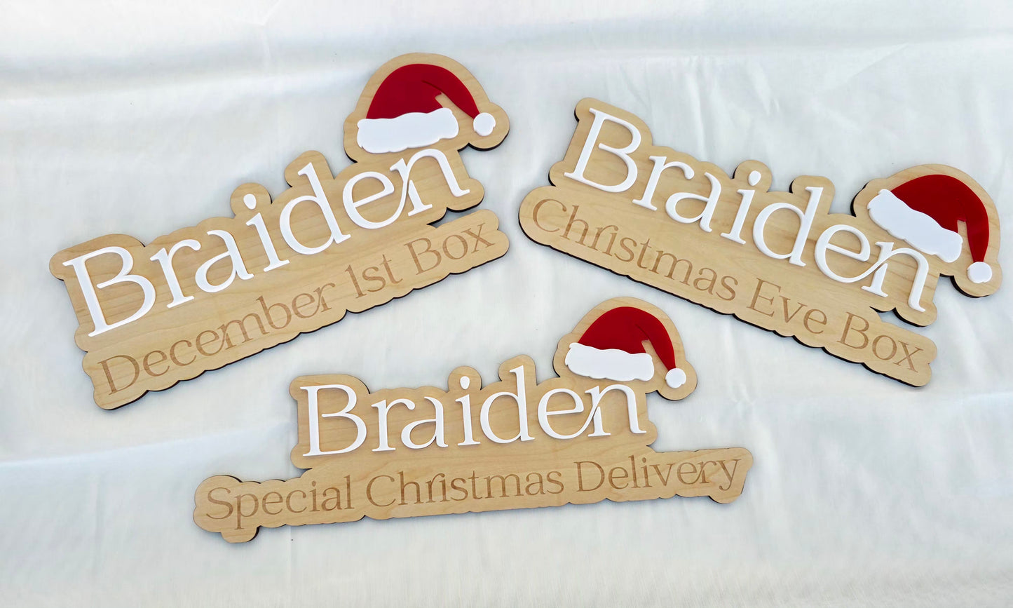 SANTA HAT CHRISTMAS CRATE PLAQUE ONLY -LARGE