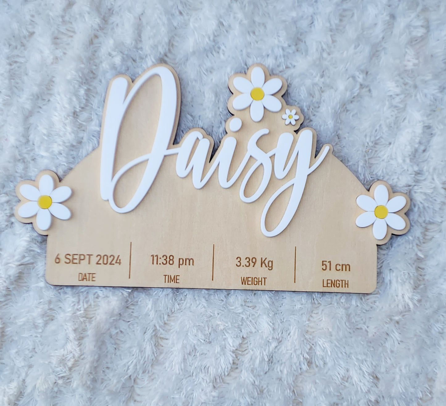 Wooden Birth Announcement - Daisy