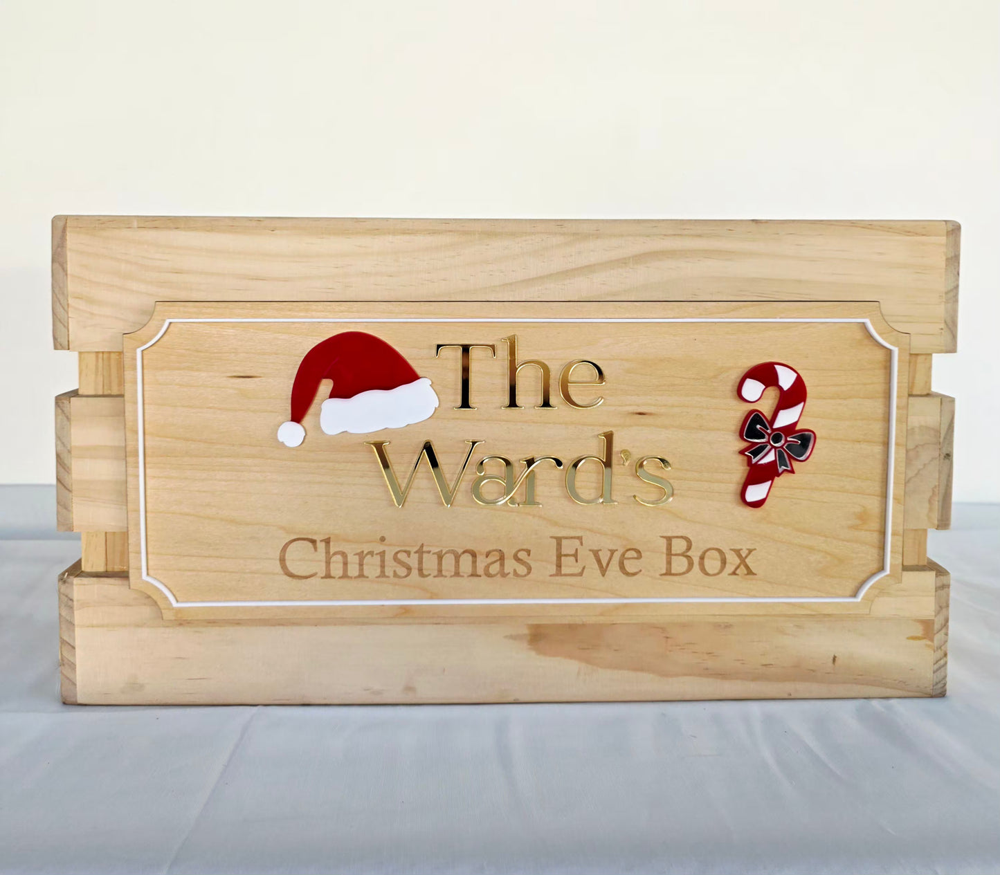 SANTA HAT & CANDY CANE CRATE PLAQUE ONLY  - LARGE