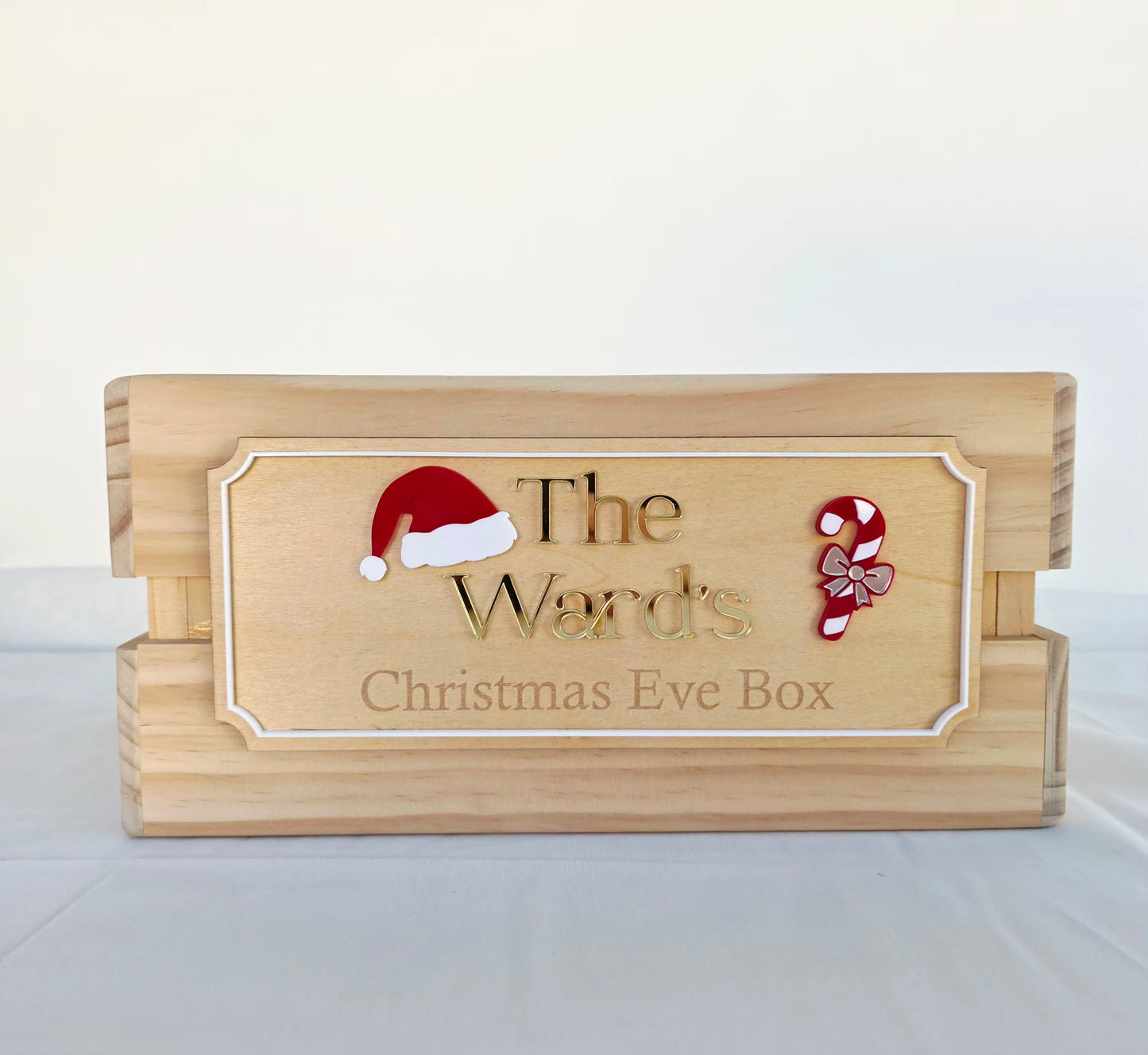 SANTA HAT & CANDY CANE CHRISTMAS CRATE PLAQUE ONLY - SMALL
